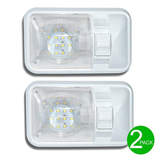 Natural White ShinePick 4 Pack Upgraded Super Bright DC 12V Led RV Ceiling Double Dome Light RV Interior Lights with ON/Off Switch for Trailer Camper Car RV Boat